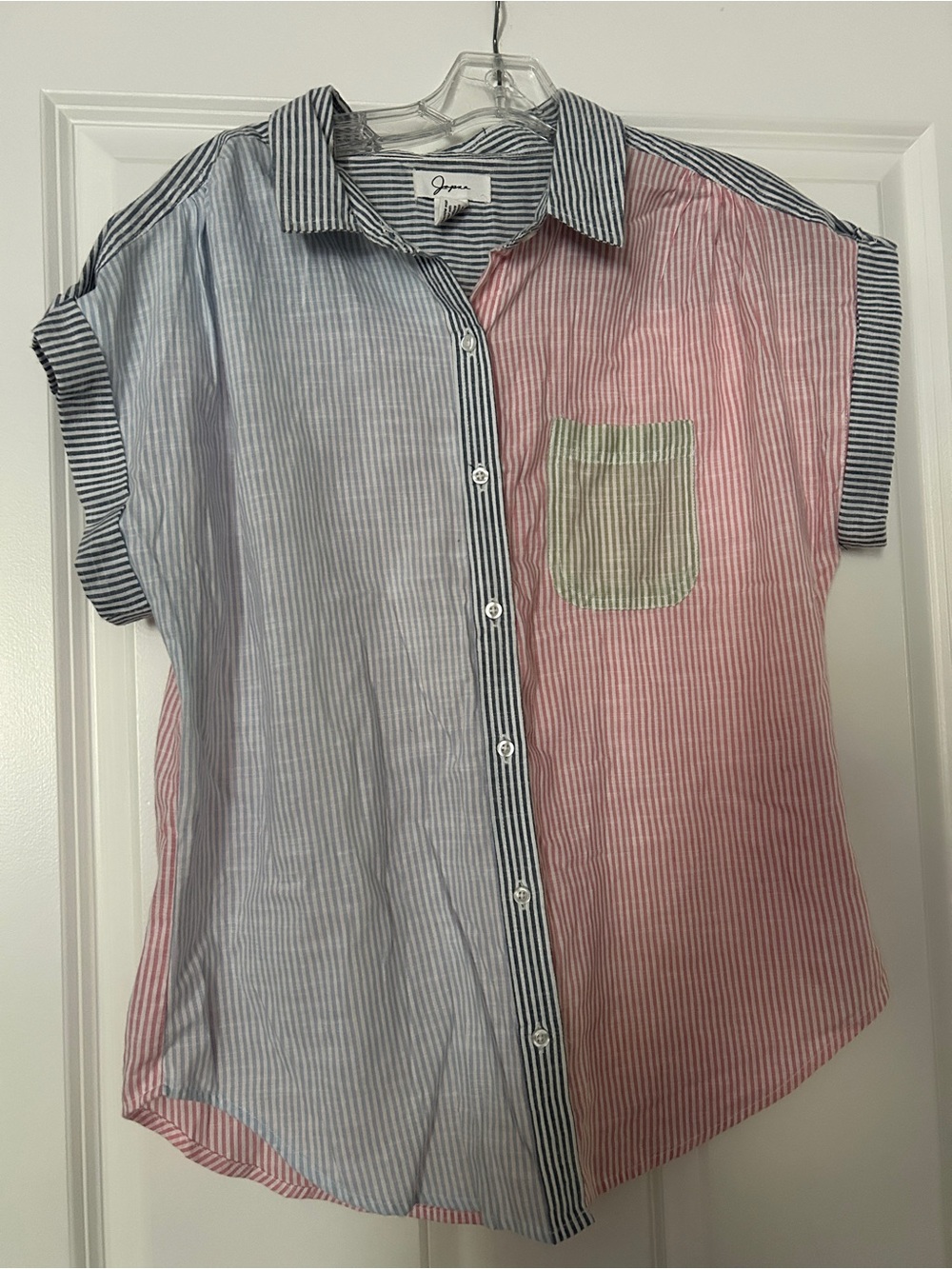 Jeona Striped Button-Down Shirt - Blue & White Sz M